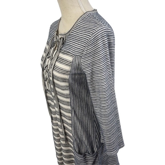 BCBGMaxAzria Lani Lace Up Front Embroidered Striped Knit Tunic Dress Womens S - Picture 11 of 14